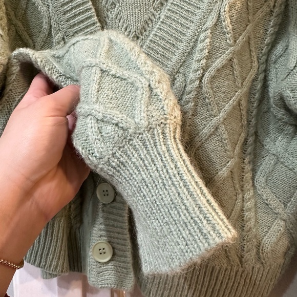 LOVERS + FRIENDS GREEN CARDIGAN LARGE - Picture 5 of 7